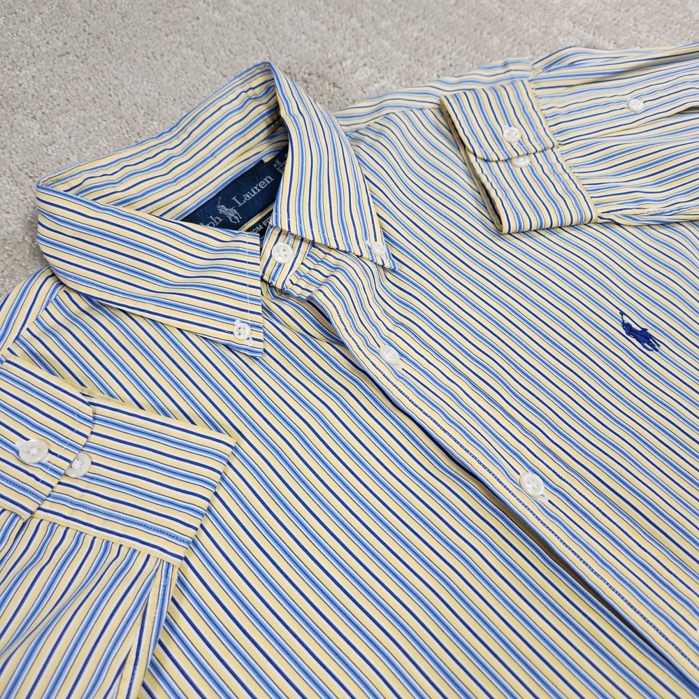 Vintage Polo Ralph Lauren Shirt Men 16 Button Down Vertical Stripe Custom Fit